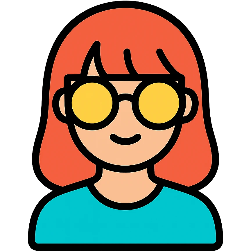 mujer con flequillo y gafas icono color outline emoji