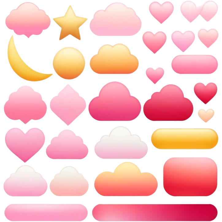 Divine ethereal Romantic pink-red-gold-yellow-white pastel lush gradients aesthetic emoji