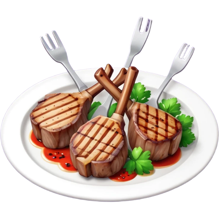 grilled lamb chops object icon, cooked lamb ribs, juicy, 3D cartoon, mobile game icon style, clean background, no text, no watermark
 emoji