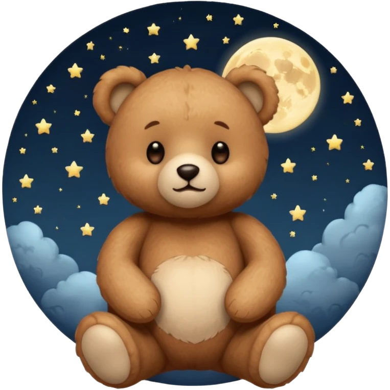 Teddy bear looking at moon emoji