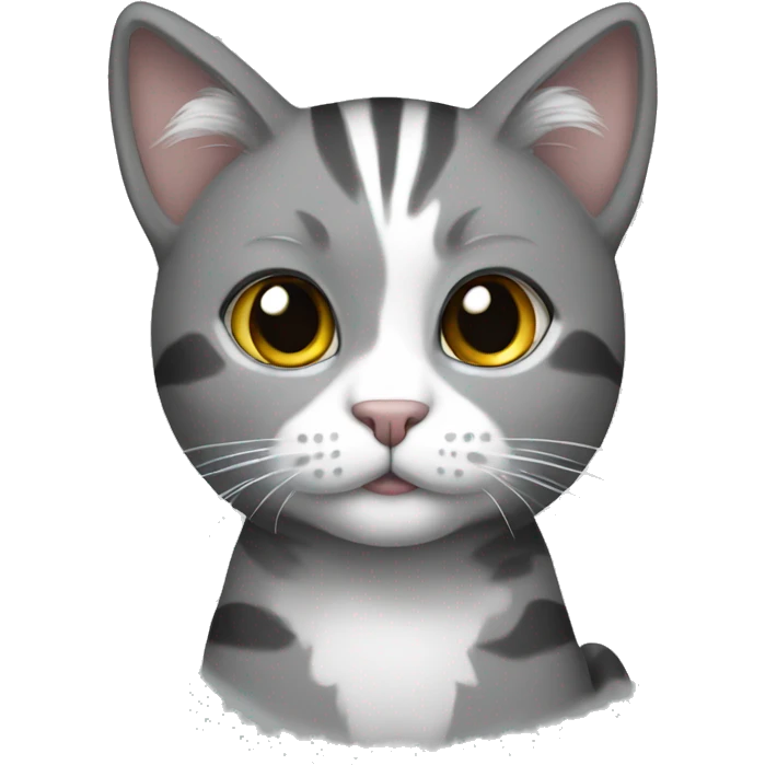 cat gray with white and black  emoji