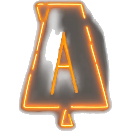Letter A unfilled, outlines in orange neon lights emoji