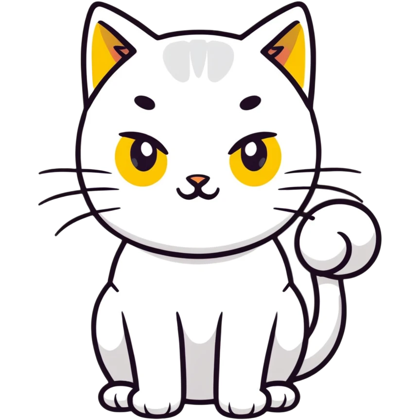 White cat with yellow eyes emoji