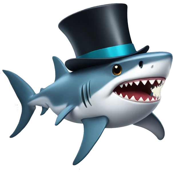 Shark with a top hat emoji