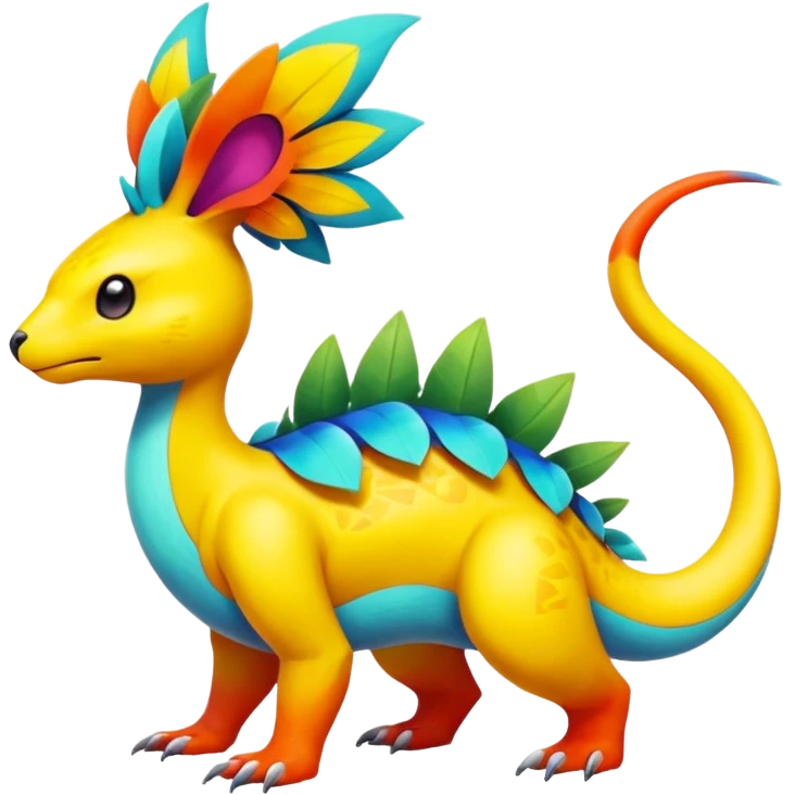 Colorful Exotic Pokémon-Fakémon-hybrid-creature (full body) emoji