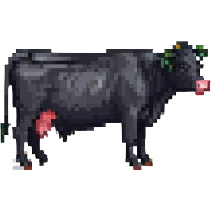 Aberdeen Angus cow, pixel art, black, side view, minimal details emoji