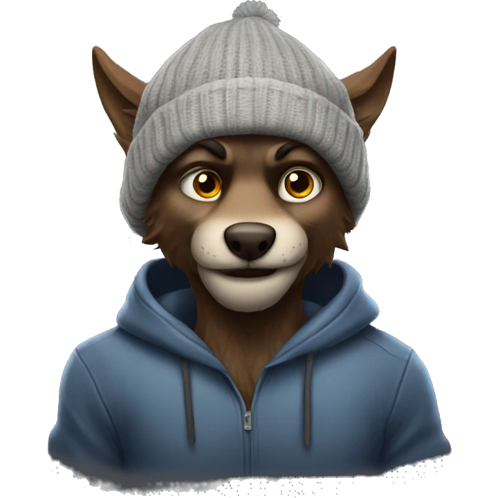 nice werewolf with a beanie reading a book  emoji