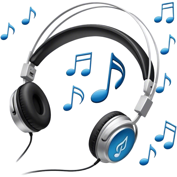 Icon for R&B Music Listening: headphones, a music player with R&B album covers, and musical notes floating around. The icon should convey the smooth and soulful vibe of R&B music. Transparent background. emoji