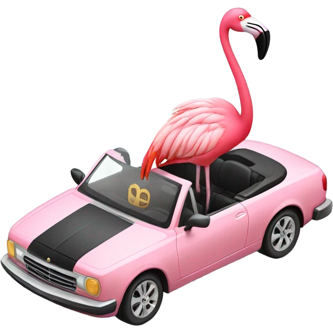 Flamingo in a convertible emoji