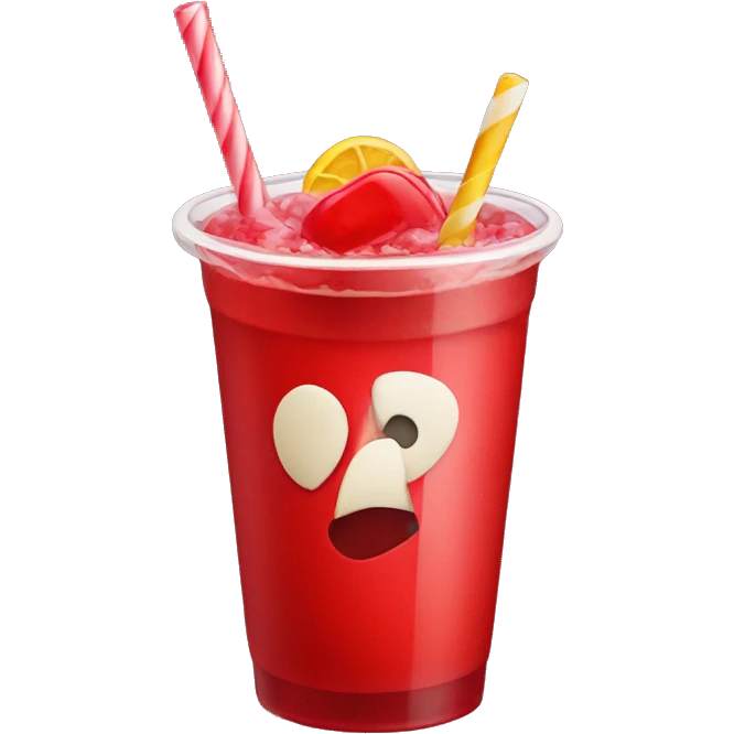 Red drink with candy emoji