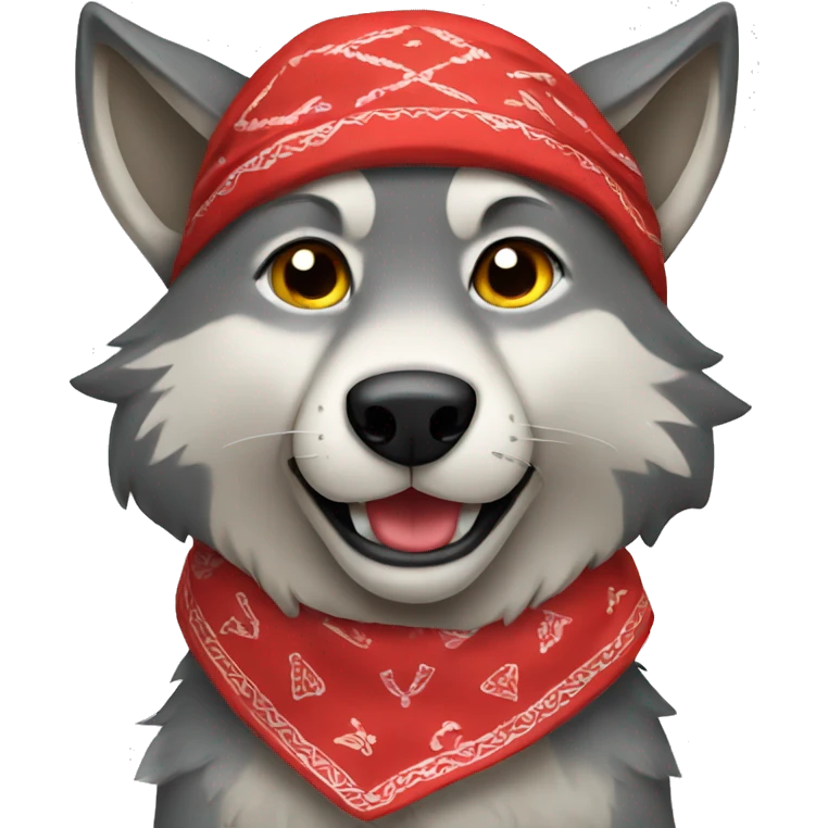 Wolf wearing a red bandana emoji