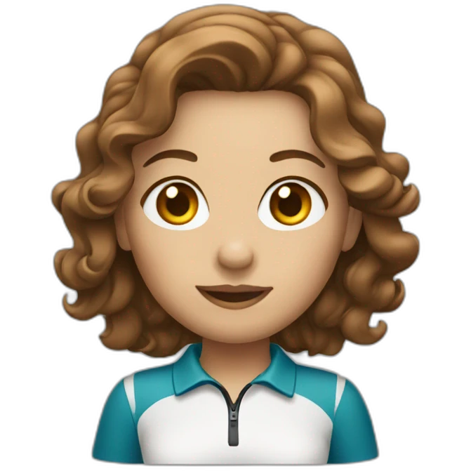female with brown wavy hair dressed in golf gear emoji