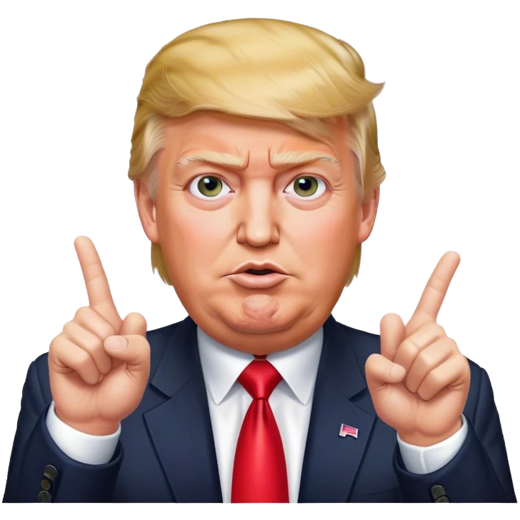 Super-realistic Donald Trump shows victory sign, realistic face emoji