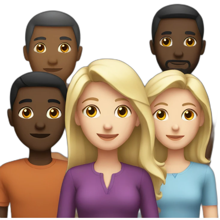 white woman with 5 black man around emoji