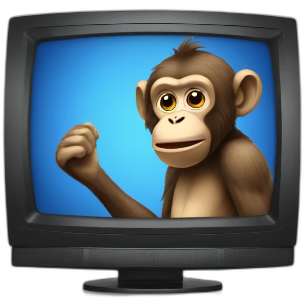 a monkey presenting the news on a TV screen emoji