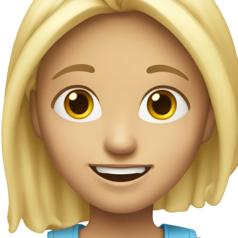 Girl with blonde hair and oppsie smirk emoji