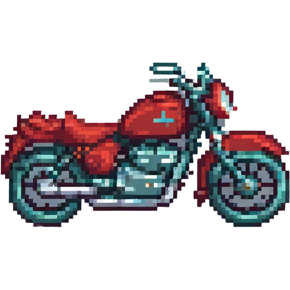 red motorcycle pixel art icon, very minimal, less detail, optimized for web app favicon emoji