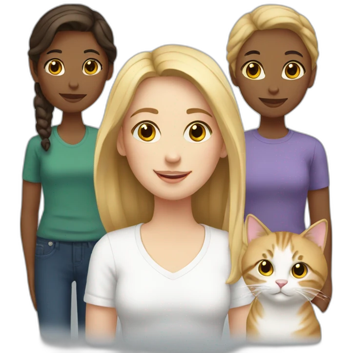 White family and cats 2 daughters emoji