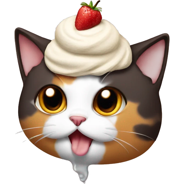 Icecream with fat calico cat emoji