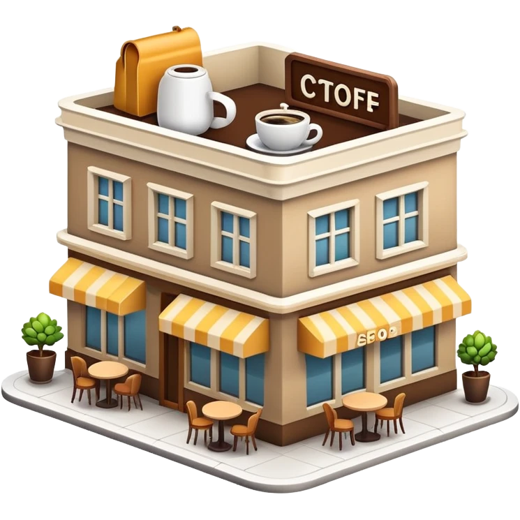 generate realistic detailed coffee shop in 3d style emoji