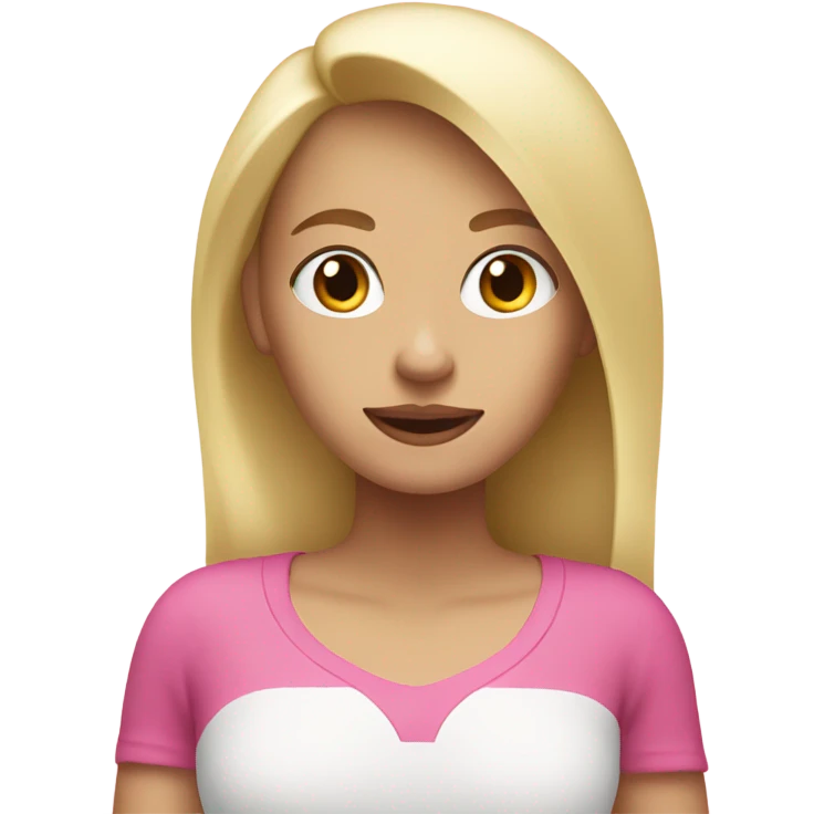 A white blonde girl with pink question mark behind her  emoji