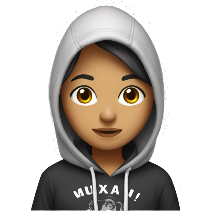 Mexican girl with hoodie saying sup emoji