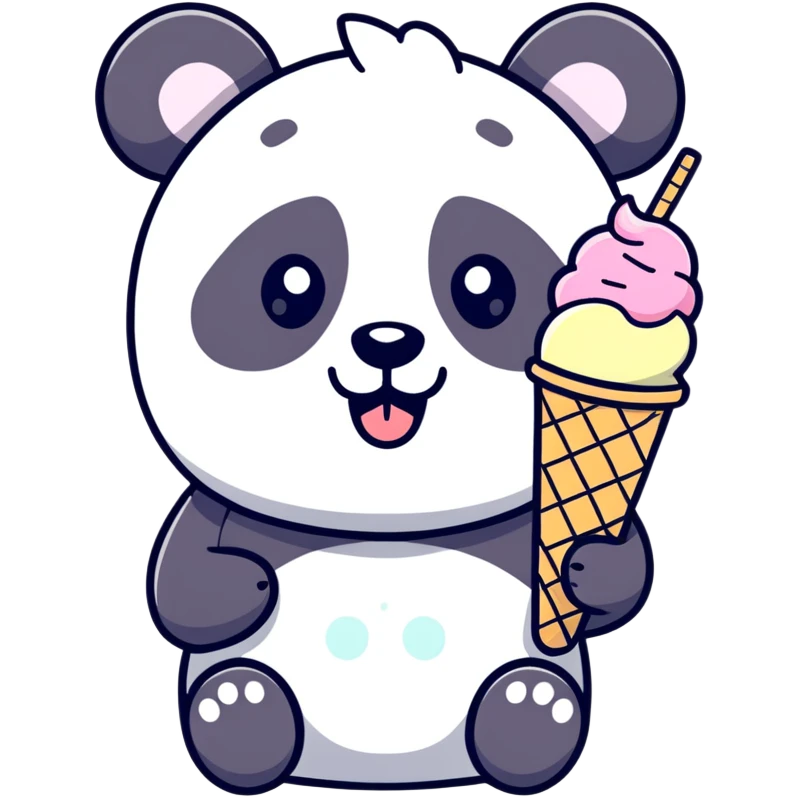 Panda eating ice cream emoji