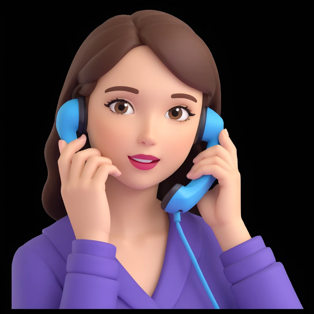 girl talking on phone, close up pose emoji