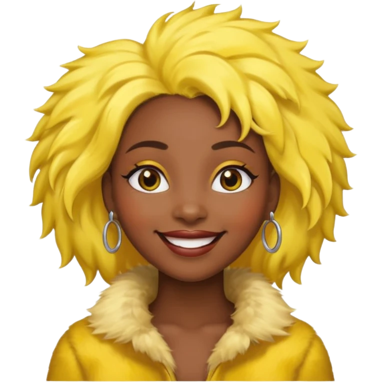 fashionist black woman with yellow fur hair clip emoji