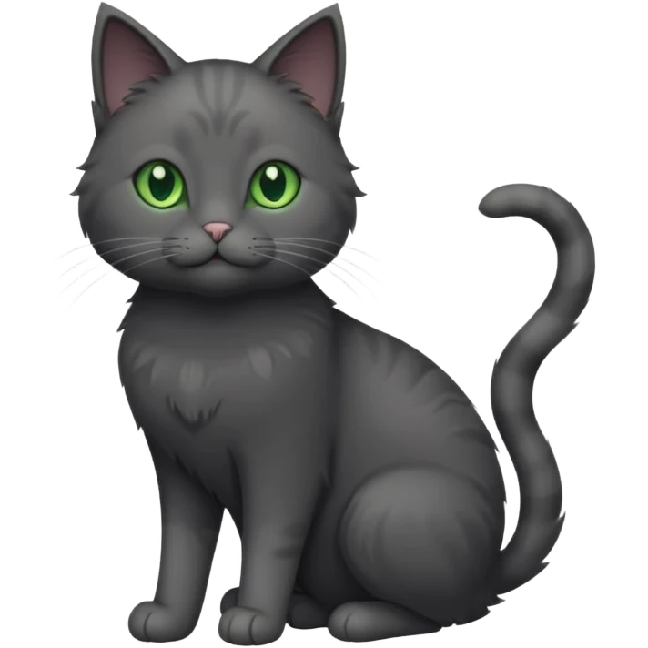 full body solid dark grey cat with green eyes, white paws and white whiskers emoji
