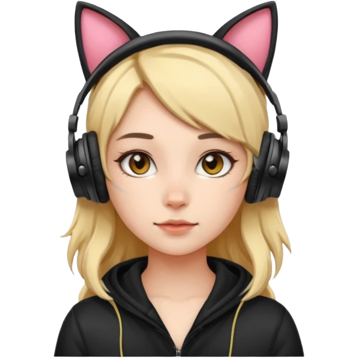 fille avec casque oreille de chat emoji