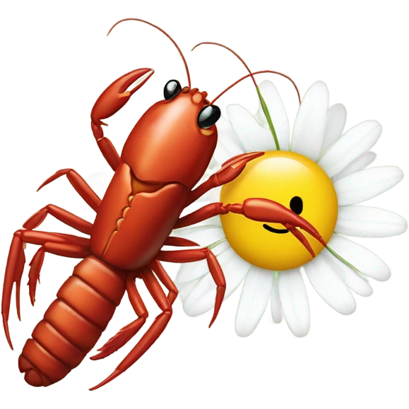 Crawfish and a daisy emoji