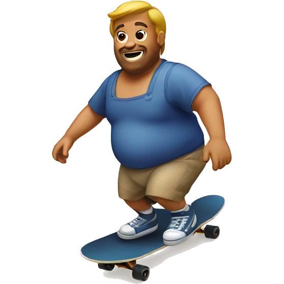shirtless fat guy skateboarding in an apron emoji
