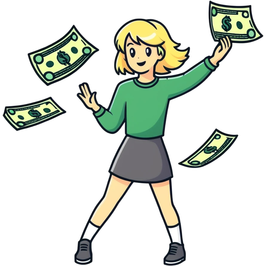 Blonde girl throwing money emoji