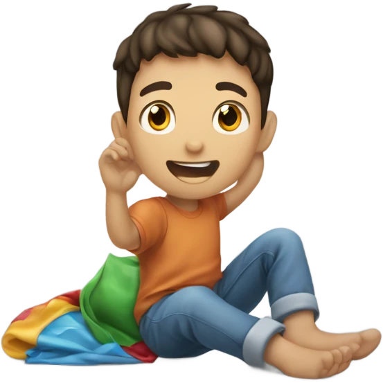 un niño jugando con una matraca  emoji