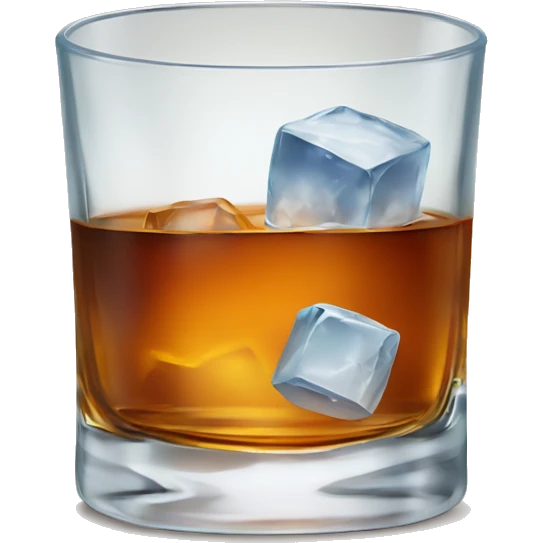 Whiskey with big ice cube in rocks glass emoji
