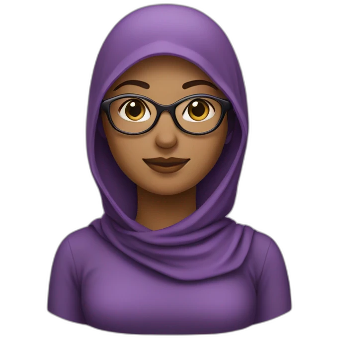 femme musulmane portant des habits mauve et des lunette noire emoji