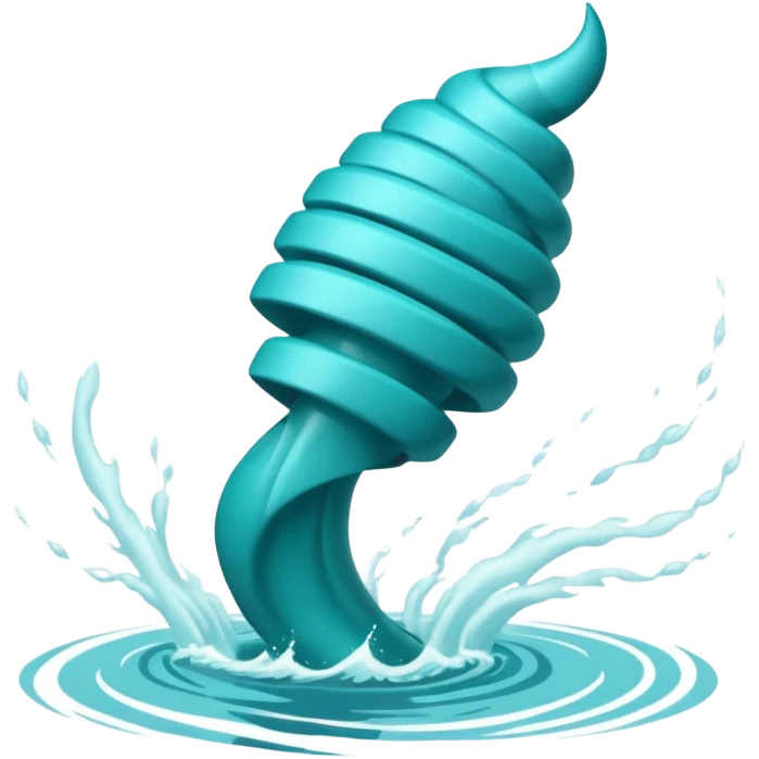 Swirling tornado coming out of the water mark the colur teal with arms and legs coming out the side emoji