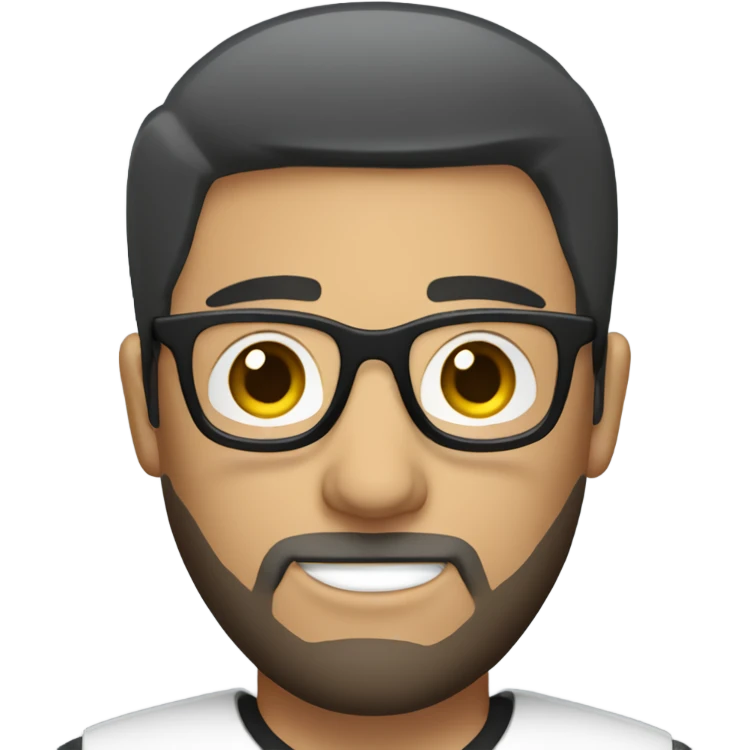 white mail with black short straight hair and goatee beard and glasses emoji