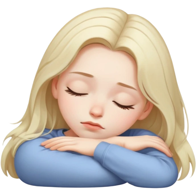 Girl showing sleepiness, pale skin tone, shoulder-length hair emoji