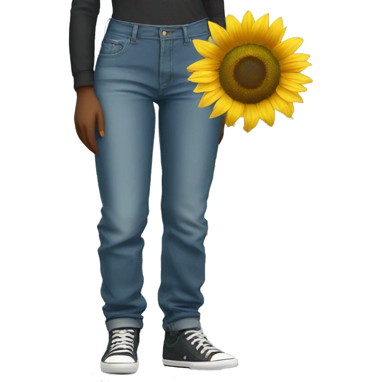 sunflower wearing baggy jeans emoji
