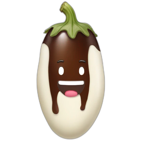 brown eggplant covered in cream emoji