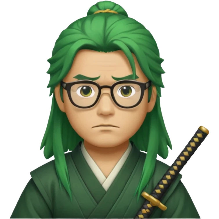 green long hair samurai with glasses emoji
