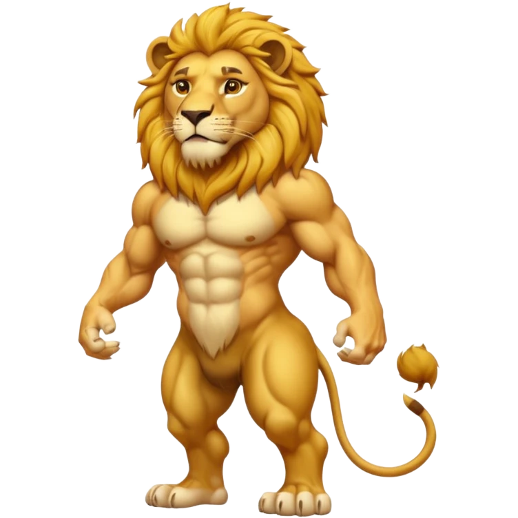 High resolution of   realistic full body lion distorted , no extra hybrid emoji