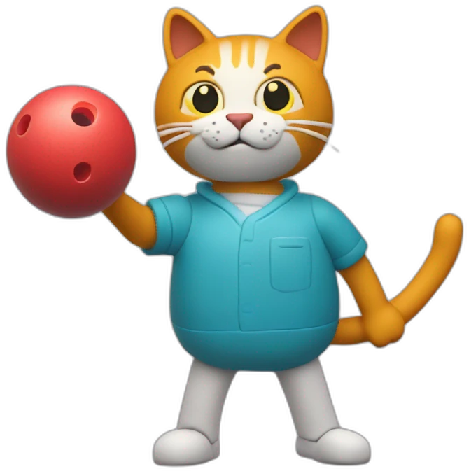 Plasticine cat with a bowling ball in his hand emoji