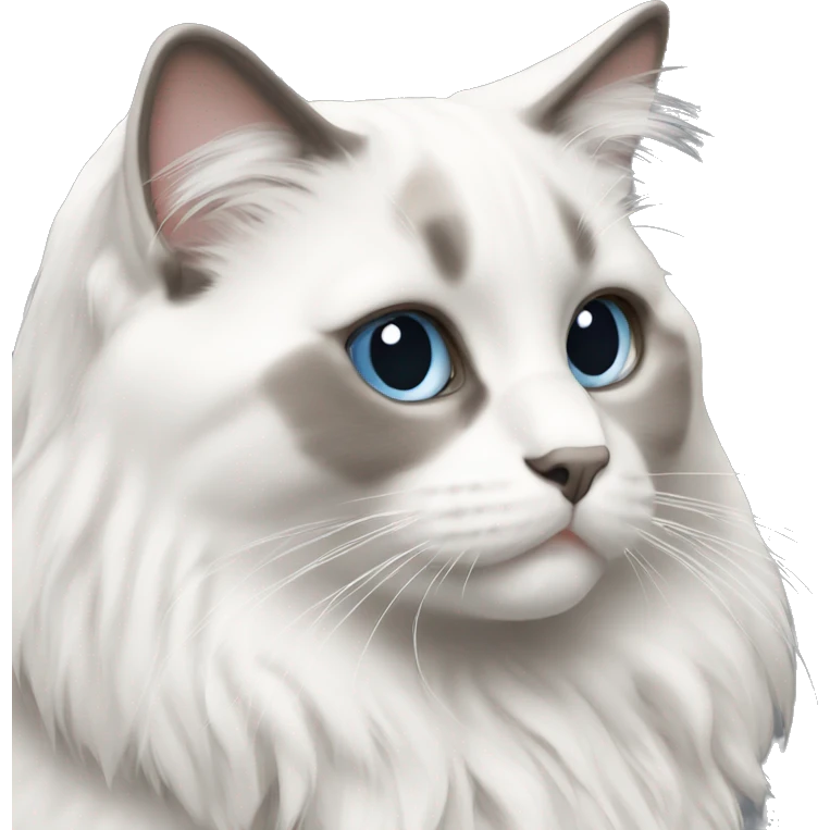 Ragdoll cat white with gray strips emoji
