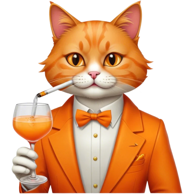 sassy cat drinking a cocktail and smoking a cigarette  emoji
