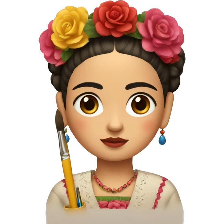 frida kahlo kid with paintbrush emoji