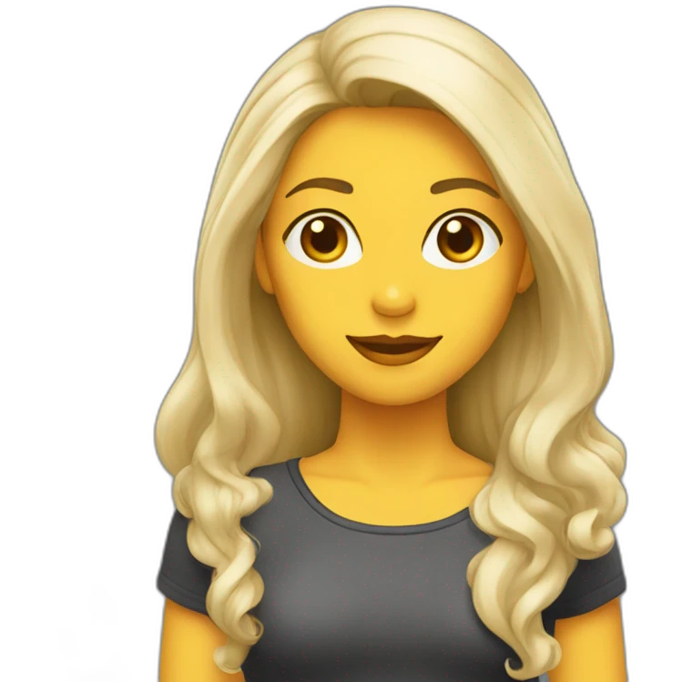 Mujer blanca cabello largo medio rubio emoji