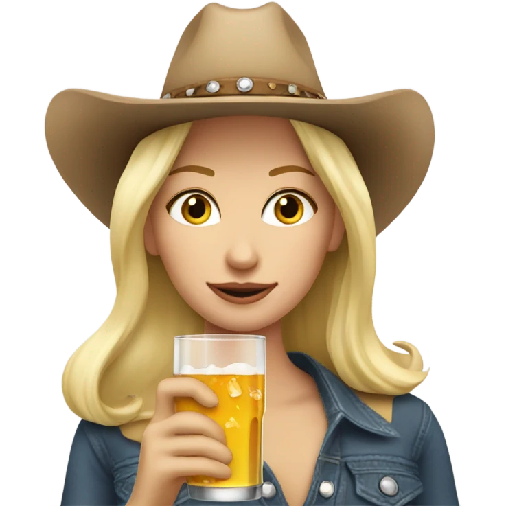 blonde cowgirl enjoying a drink emoji